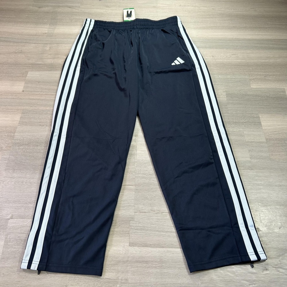Adidas M 3S Tricot Track Pants Mens XL Blue 3 Stripe Zip Hem Athletic KD6760